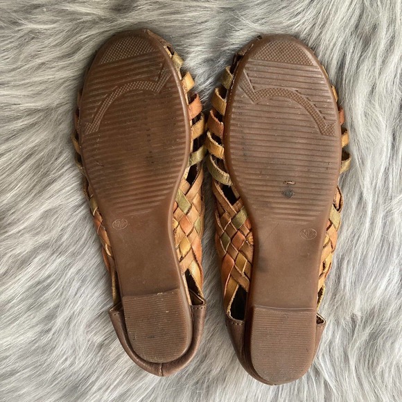 D'Arte Huarache Traditional Mexican Shoes Womens Size 7? Brown Orange Leather - Picture 7 of 8
